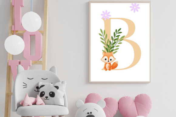 Charming Decorative Letter B with Animal Wall Art for Nurseries