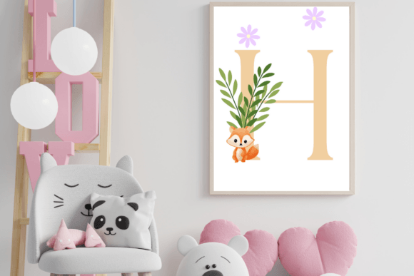 Decorative Letter H with Animal Wall Art: A Whimsical Nursery Accent