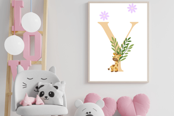 Decorative Letter Y with Animal Wall Art