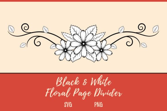 Elevate Your Designs with Decorative Floral Page Divider B&W