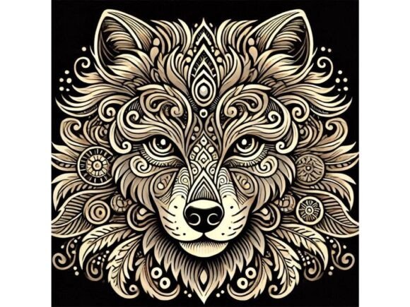 Ornamental Wolf Cub with Decorative Fur: A Creative Asset